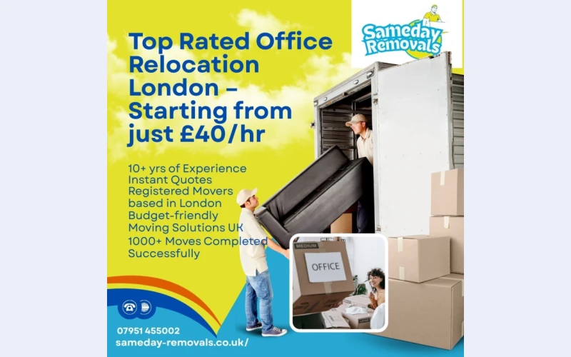 Top Rated Office Relocation London – Starting from just £40/hr