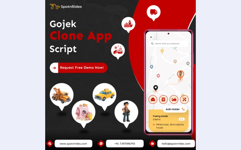 Gojek Clone App Development | SpotnRides - Multi-Service Solution