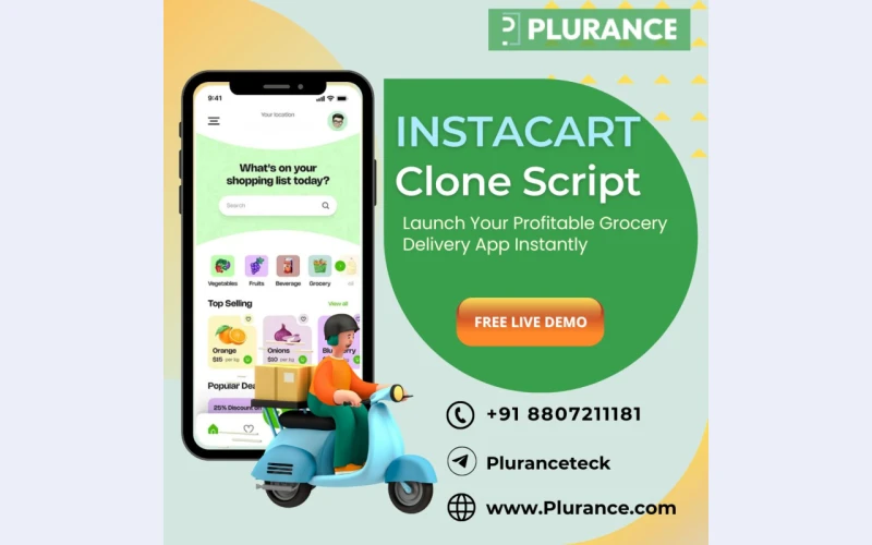 Instantly launch your grocery app with our Instacart clone script